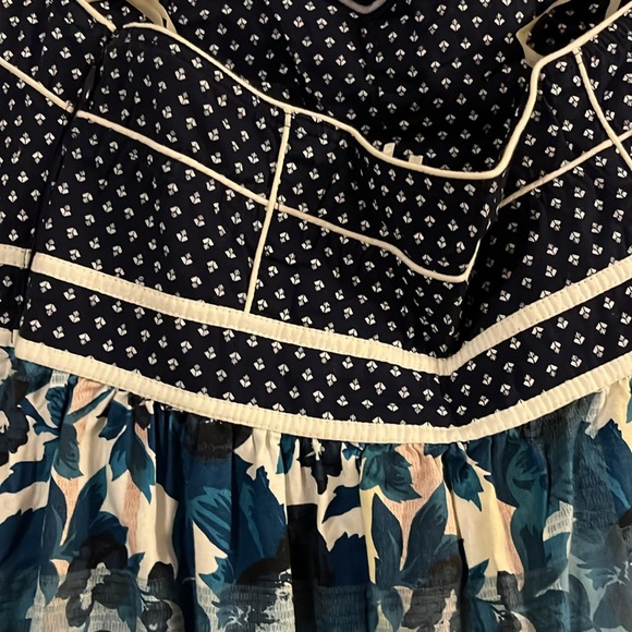 Urban Outfitters Kimchi Blue Floral Print Strapless Pocketed White Blue Dress 4 - Picture 8 of 14